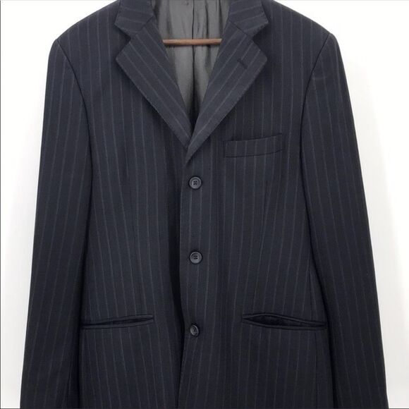 Wilke-rodriguez | Vintage Pinstripe Denim Look Suit Jacket - Picture 4 of 7